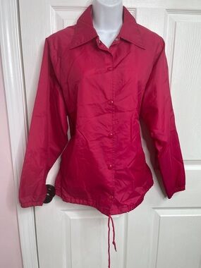 Hot Pink Old School Coach Windbreaker Jacket Vintage Rock Creek Size Large